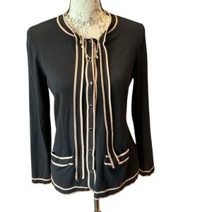 Talbots Black Button Down Shirt with Tan Accents